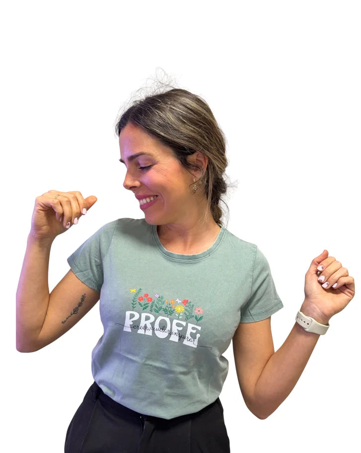 Camiseta Flores Profe para profesores y maestras, regalo original