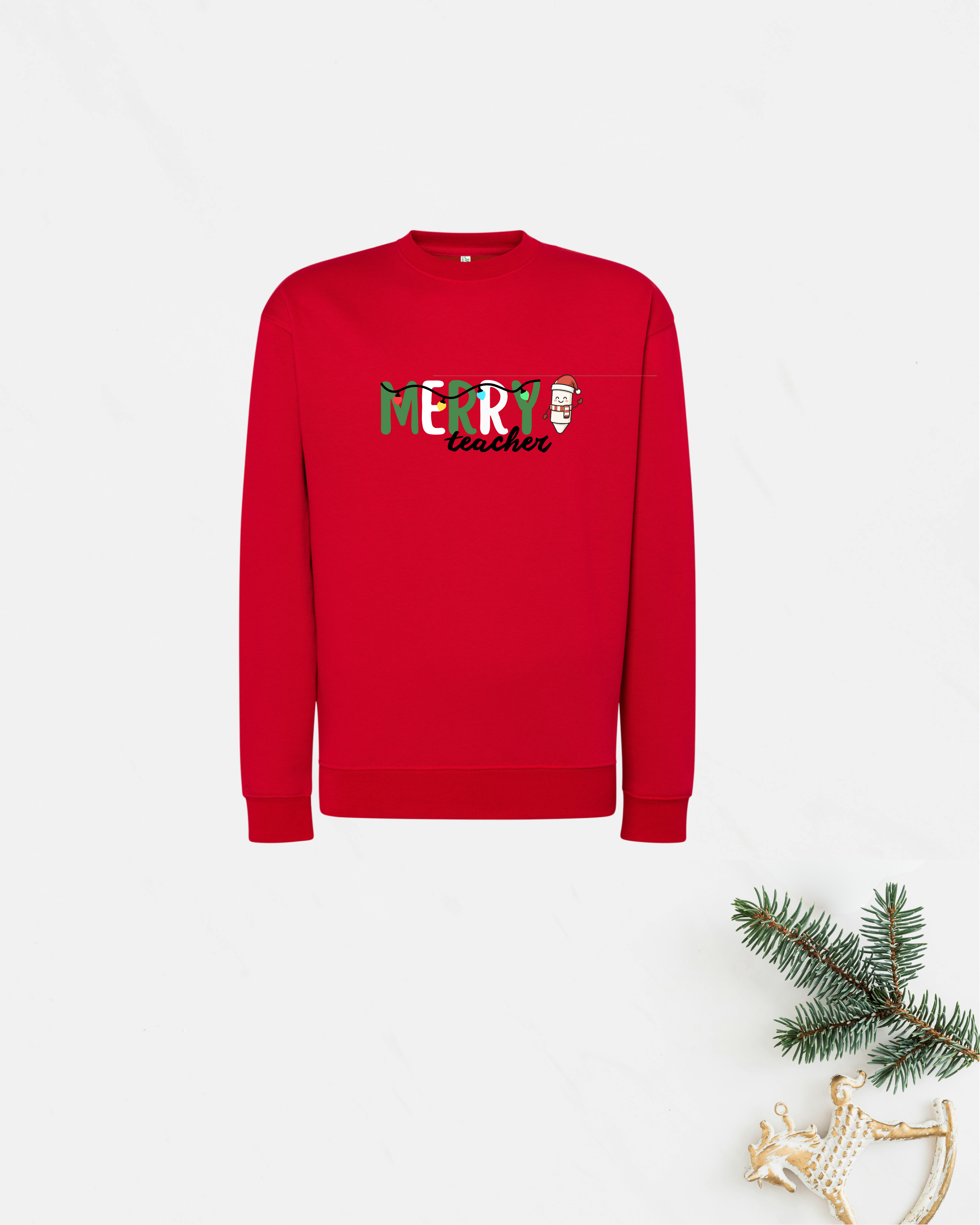 Sudadera roja navidad profesores Merry Teacher
