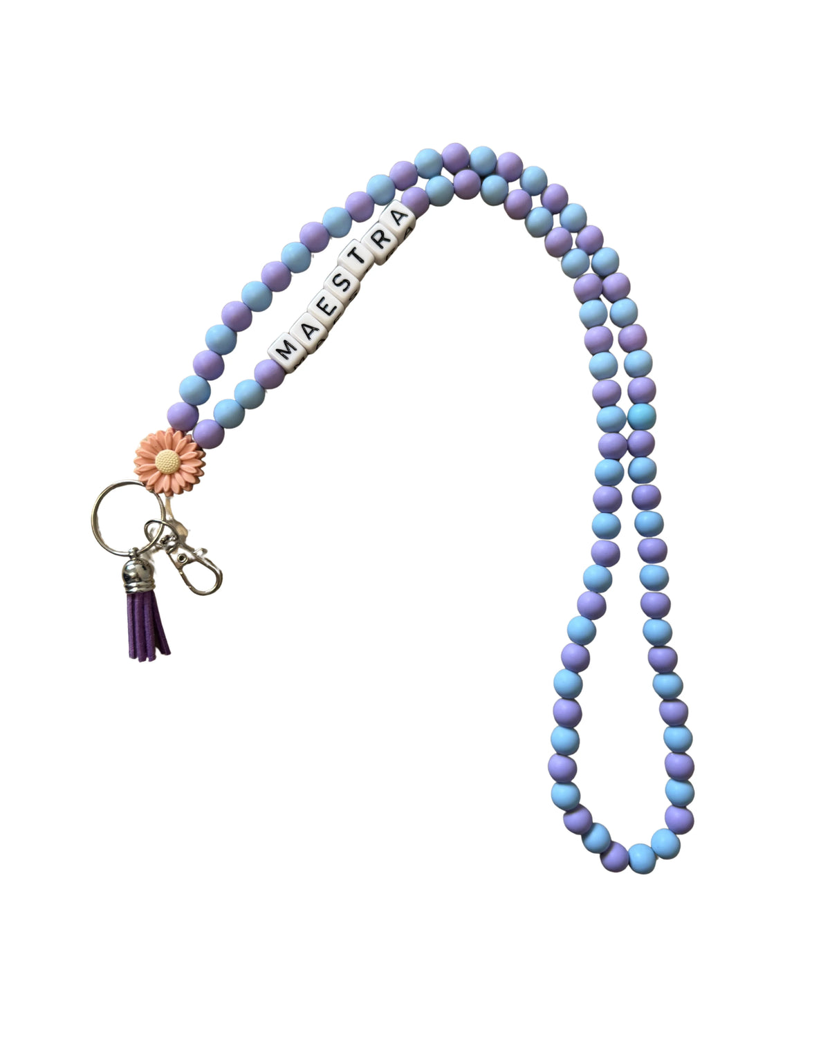 Lanyard morado personalizado con nombre para maestras, regalo para profesoras