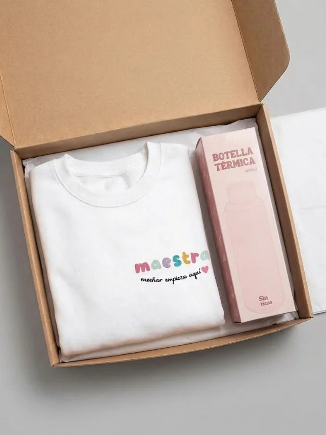 Pack Regalo Sudadera Maestra + Botella Térmica Maestra, regalos para maestra.