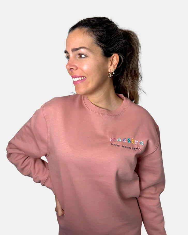 Sudadera Maestra para seños color salmón