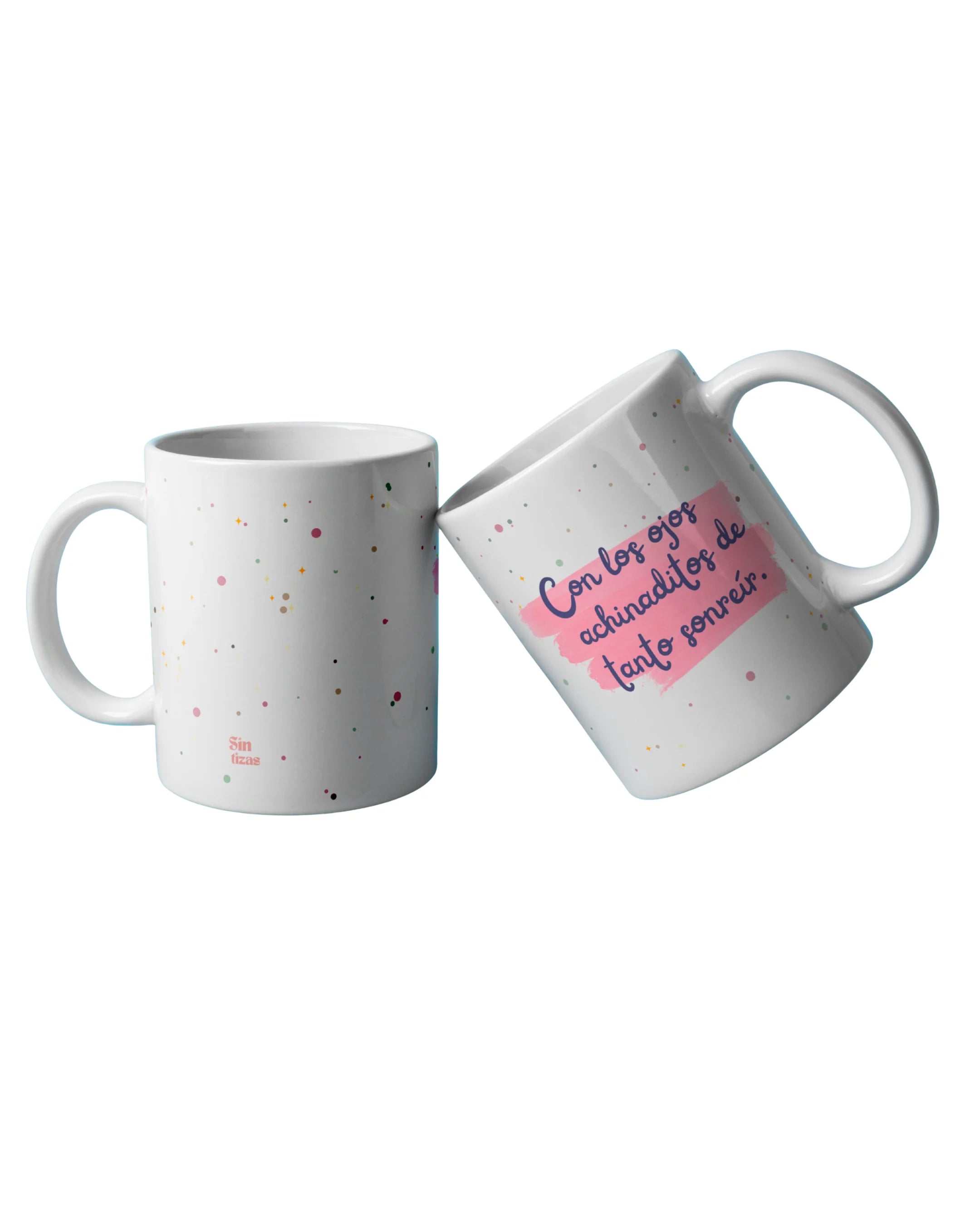 Taza con diseño para profesores con un diseño de Ojos achinaditos de tanto sonreir