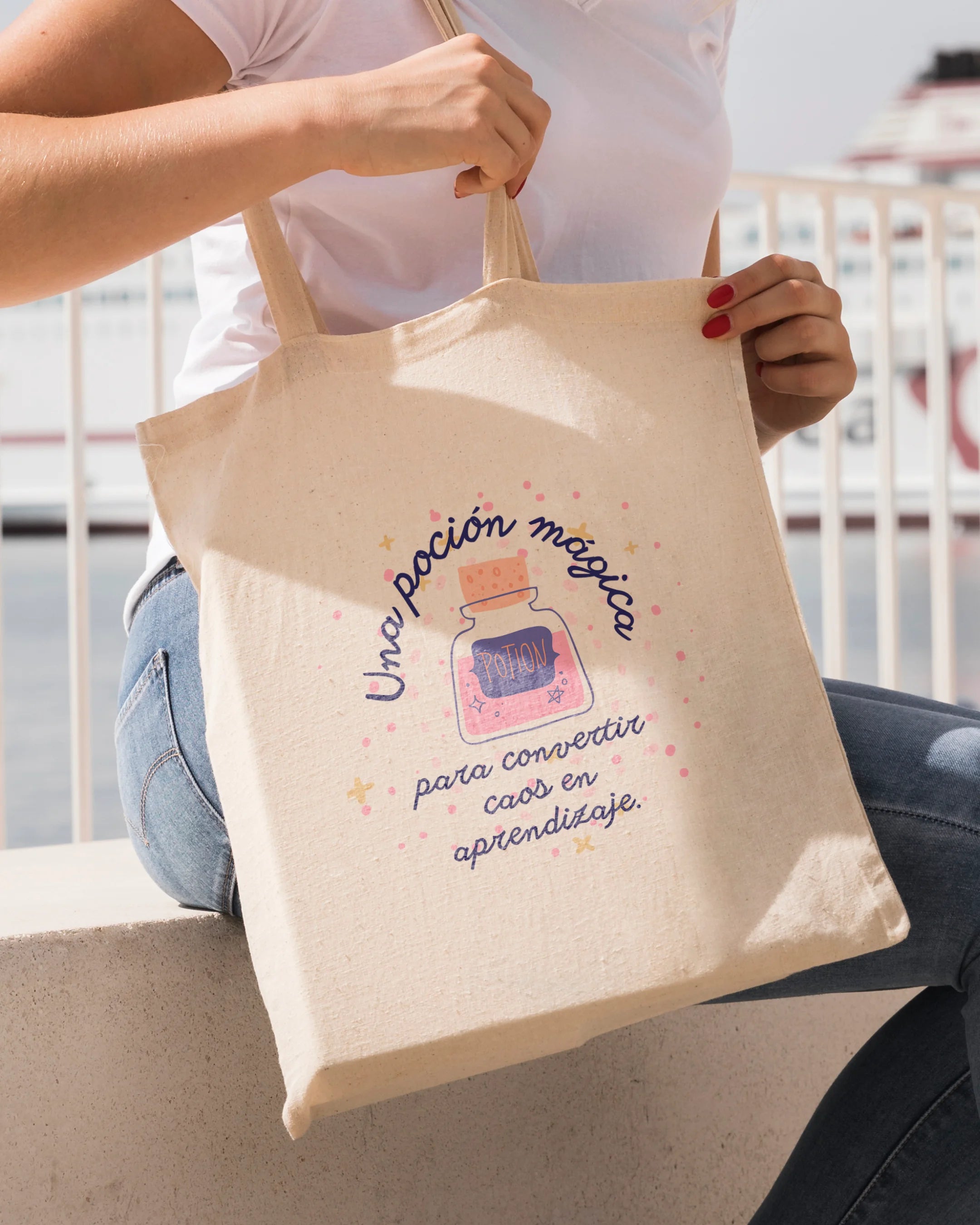 Tote bag de algodón con diseño original para profesoras y maestras