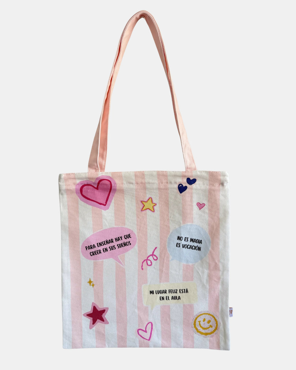 Tote bag de algodón con diseño para maestras y seños.