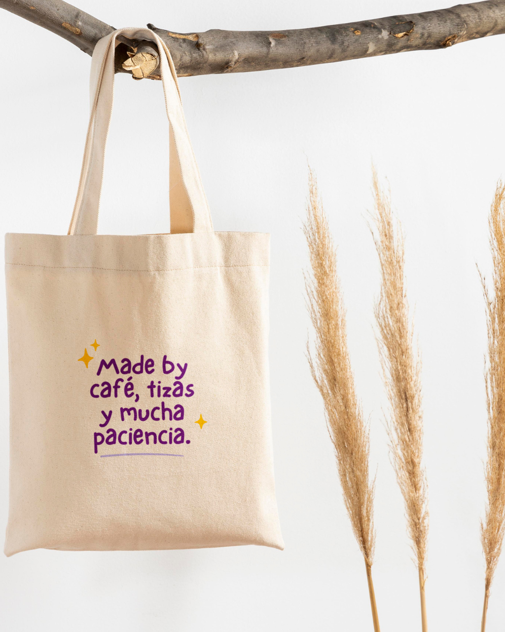 Bolso de algodón con diseño especial para maestros. Modelo Tizas.